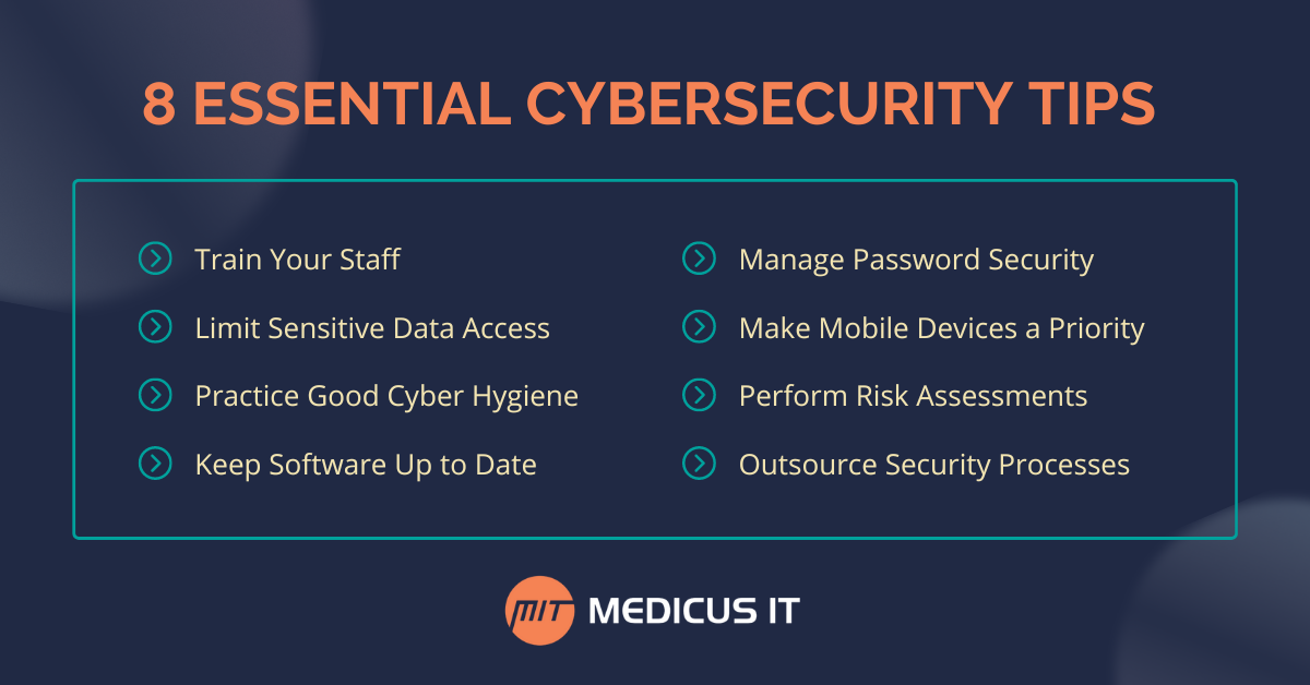 medicus it 8 essential cybersecurity tips infographic